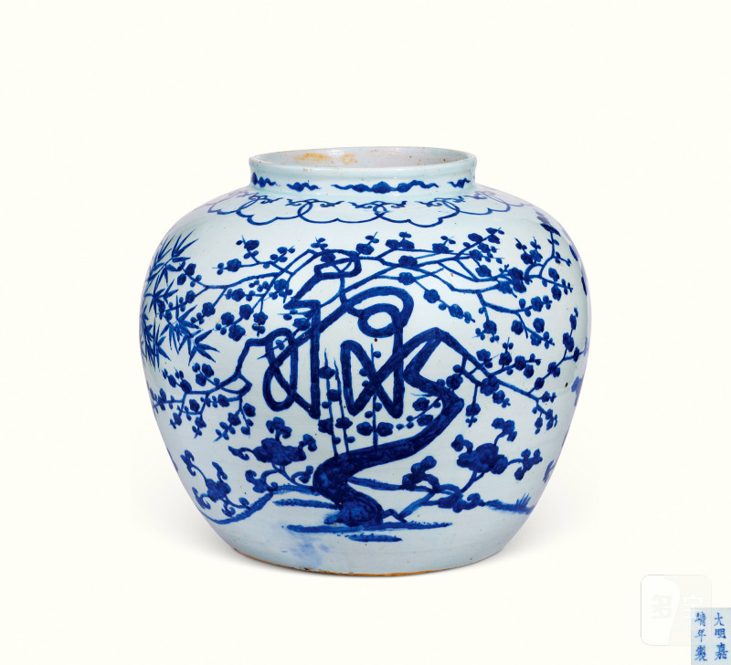 明嘉靖 青花福禄寿纹大罐